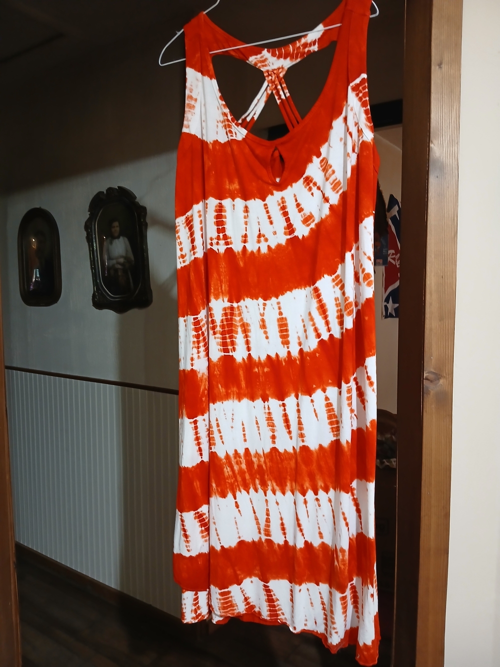 Ashley Stewart Orange and White Tie-Dye Sleeveless Maxi Dress